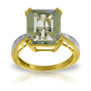 ALARRI 5.62 Carat 14K Solid Gold Ring Natural Diamond Green Amethyst