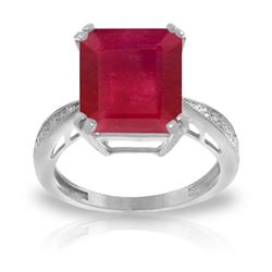 ALARRI 7.27 CTW 14K Solid White Gold Ring Natural Diamond Ruby