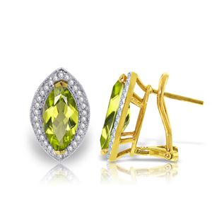 ALARRI 4.3 Carat 14K Solid Gold French Clips Earrings Diamond Peridot