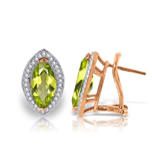 ALARRI 4.3 CTW 14K Solid Rose Gold French Clips Earrings Diamond Peridot