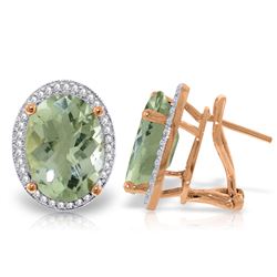 ALARRI 10.56 CTW 14K Solid Rose Gold French Clips Earrings Diamond Green Amethyst