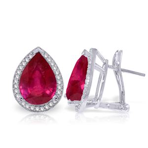 ALARRI 11.02 Carat 14K Solid White Gold French Clips Earrings Diamond Ruby