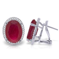 ALARRI 15.86 Carat 14K Solid White Gold French Clips Earrings Diamond Ruby