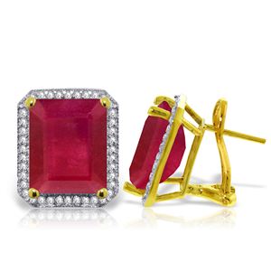 ALARRI 14.9 Carat 14K Solid Gold French Clips Earrings Diamond Ruby