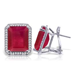 ALARRI 14.9 Carat 14K Solid White Gold French Clips Earrings Diamond Ruby