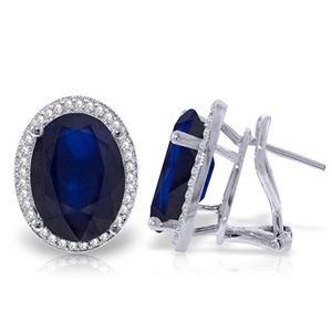 ALARRI 13.16 Carat 14K Solid White Gold French Clips Earrings Diamond Sapphire