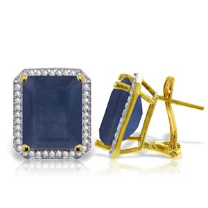 ALARRI 13.2 CTW 14K Solid Gold French Clips Earrings Diamond Sapphire