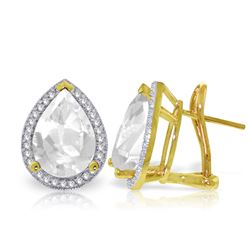 ALARRI 11.22 Carat 14K Solid Gold French Clips Earrings Diamond White Topaz