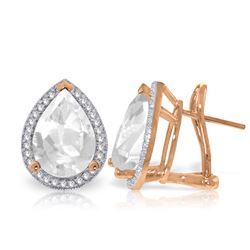 ALARRI 11.22 Carat 14K Solid Rose Gold French Clips Earrings Diamond White Topaz