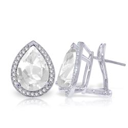 ALARRI 11.22 CTW 14K Solid White Gold French Clips Earrings Diamond White Topaz