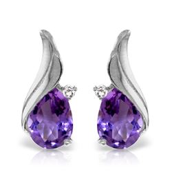 ALARRI 3.16 CTW 14K Solid White Gold Stud Earrings Diamond Amethyst