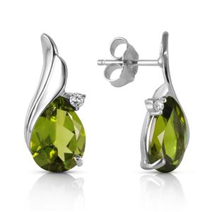 ALARRI 4.26 Carat 14K Solid White Gold Stud Earrings Diamond Peridot