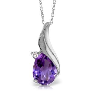 ALARRI 1.53 CTW 14K Solid White Gold Necklace Diamond Amethyst