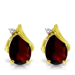 ALARRI 4.06 Carat 14K Solid Gold Stud Earrings Diamond Garnet