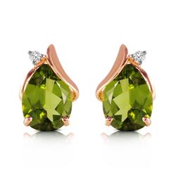 ALARRI 4.26 CTW 14K Solid Rose Gold Stud Earrings Diamond Peridot