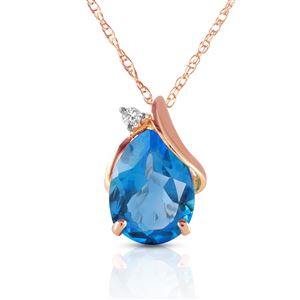 ALARRI 2.53 Carat 14K Solid Rose Gold Necklace Diamond Blue Topaz