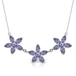 ALARRI 4 Carat 14K Solid White Gold Necklace Natural Tanzanite