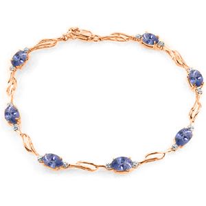 ALARRI 14K Solid Rose Gold Tennis Bracelet w/ Tanzanite & Diamonds