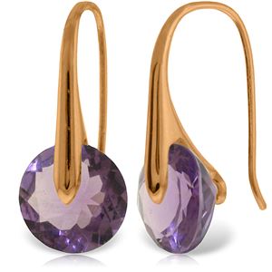 ALARRI 14K Solid Rose Gold Fish Hook Earrings w/ Amethyst