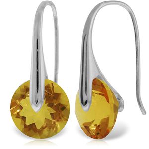 ALARRI 14K Solid White Gold Fish Hook Earrings w/ Citrines