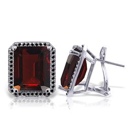 ALARRI 14K Solid White Gold Stud French Clips Earrings Diamonds & Garnets