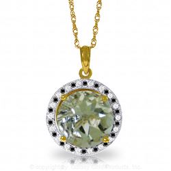ALARRI 14K Solid Gold Black / White Diamonds & Green Amethyst Necklace
