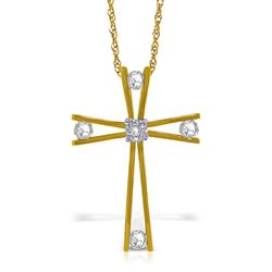 ALARRI 14K Solid Gold Cross Necklace with Natural 0.45 Carat Diamonds