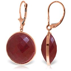 ALARRI 14K Solid Rose Gold Leverback Earrings w/ Checkerboard Cut Round Rubies