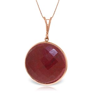 ALARRI 14K Solid Rose Gold Necklace w/ Checkerboard Cut Round Ruby