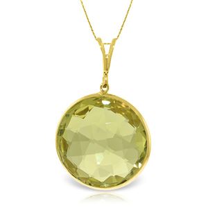 ALARRI 14K Solid Gold Necklace w/ Checkerboard Cut Round Lemon Quartz