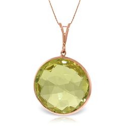 ALARRI 14K Solid Rose Gold Necklace w/ Checkerboard Cut Round Lemon Quartz