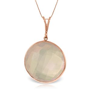 ALARRI 14K Solid Rose Gold Necklace w/ Checkerboard Cut Round Rose Quartz