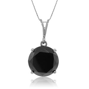 ALARRI 14K Solid White Gold Necklace w/ 3.50 Carat Black Diamond