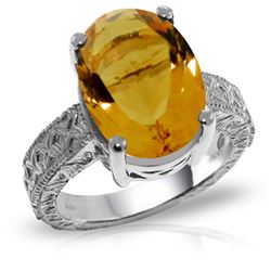 ALARRI 14K Solid White Gold Ring w/ Natural Oval Citrine