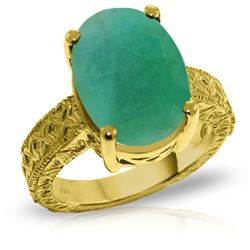 ALARRI 14K Solid Gold Ring w/ Natural Oval Emerald