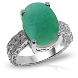 ALARRI 14K Solid White Gold Ring w/ Natural Oval Emerald