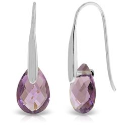 ALARRI 14K Solid White Gold Fish Hook Earrings w/ Dangling Briolette Amethysts