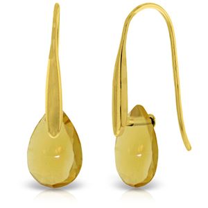 ALARRI 14K Solid Gold Fish Hook Earrings w/ Dangling Briolette Citrines