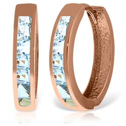 ALARRI 14K Solid Rose Gold Hoop Huggie Earrings w/ Aquamarines