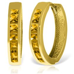 ALARRI 14K Solid Gold Hoop Huggie Earrings w/ Citrines