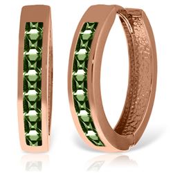 ALARRI 14K Solid Rose Gold Hoop Huggie Earrings w/ Green Sapphires