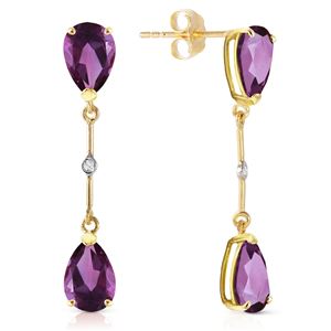 ALARRI 14K Solid Gold Diamonds & Amethysts Dangling Earrings