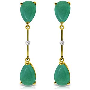 ALARRI 14K Solid Gold Diamonds & Emeralds Dangling Earrings