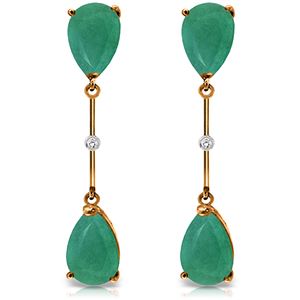 ALARRI 14K Solid Rose Gold Diamonds & Emeralds Dangling Earrings
