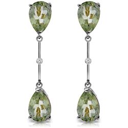 ALARRI 14K Solid White Gold Diamonds & Green Amethysts Dangling Earrings