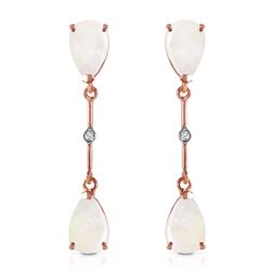 ALARRI 14K Solid Rose Gold Diamonds & Opals Dangling Earrings