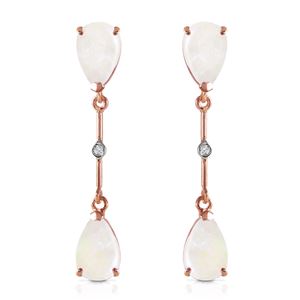 ALARRI 14K Solid Rose Gold Diamonds & Opals Dangling Earrings