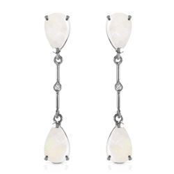 ALARRI 14K Solid White Gold Diamonds & Opals Dangling Earrings