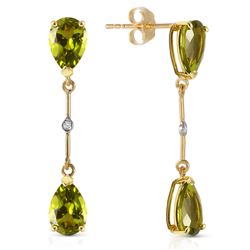 ALARRI 14K Solid Gold Diamonds & Peridots Dangling Earrings