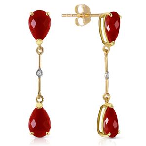 ALARRI 14K Solid Gold Diamonds & Rubies Dangling Earrings